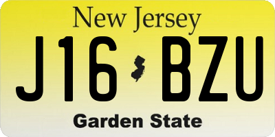 NJ license plate J16BZU