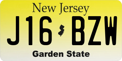 NJ license plate J16BZW