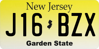 NJ license plate J16BZX