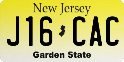 NJ license plate J16CAC