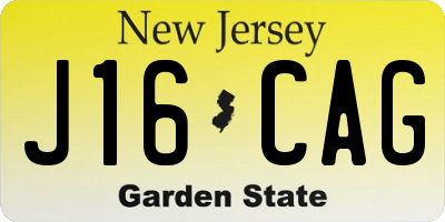 NJ license plate J16CAG