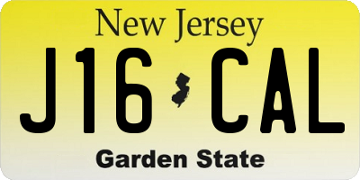 NJ license plate J16CAL