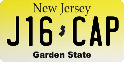 NJ license plate J16CAP