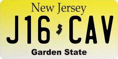 NJ license plate J16CAV
