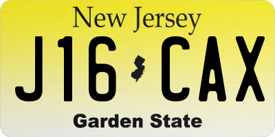 NJ license plate J16CAX