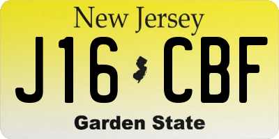 NJ license plate J16CBF