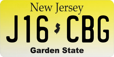 NJ license plate J16CBG