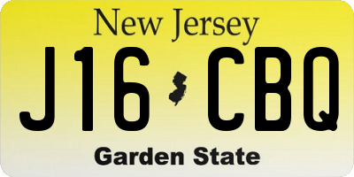 NJ license plate J16CBQ