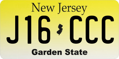 NJ license plate J16CCC