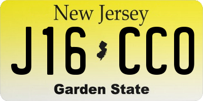 NJ license plate J16CCO