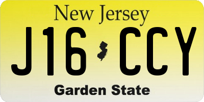 NJ license plate J16CCY