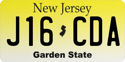NJ license plate J16CDA