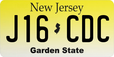 NJ license plate J16CDC