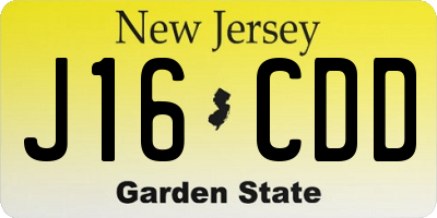 NJ license plate J16CDD