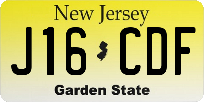NJ license plate J16CDF