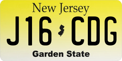NJ license plate J16CDG
