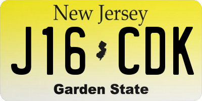 NJ license plate J16CDK