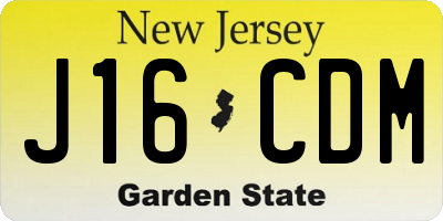 NJ license plate J16CDM