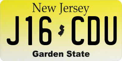 NJ license plate J16CDU