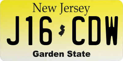 NJ license plate J16CDW