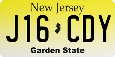 NJ license plate J16CDY