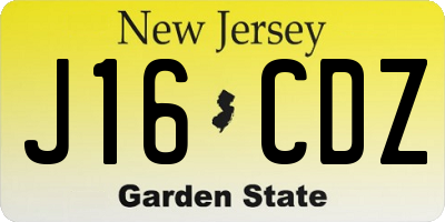 NJ license plate J16CDZ