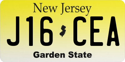 NJ license plate J16CEA