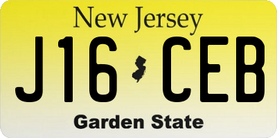 NJ license plate J16CEB