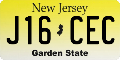 NJ license plate J16CEC