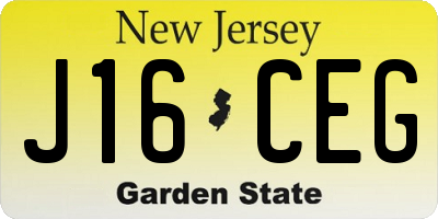 NJ license plate J16CEG