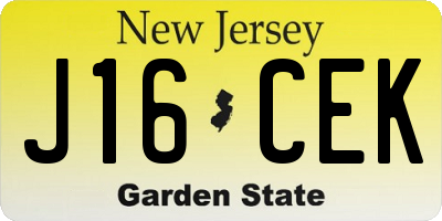 NJ license plate J16CEK