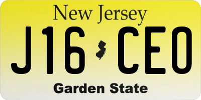 NJ license plate J16CEO