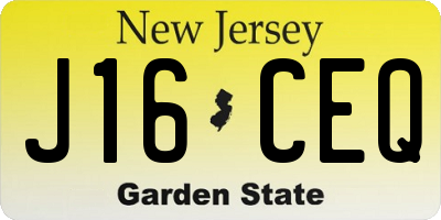 NJ license plate J16CEQ