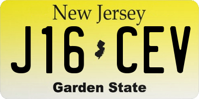 NJ license plate J16CEV