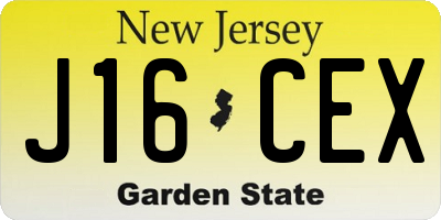NJ license plate J16CEX