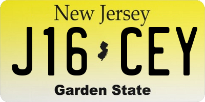 NJ license plate J16CEY