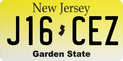 NJ license plate J16CEZ