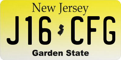NJ license plate J16CFG