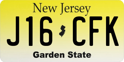 NJ license plate J16CFK