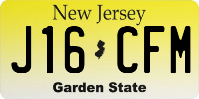 NJ license plate J16CFM
