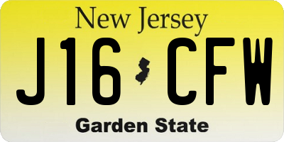 NJ license plate J16CFW