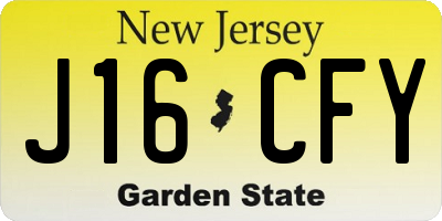 NJ license plate J16CFY