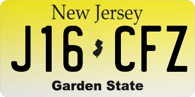 NJ license plate J16CFZ