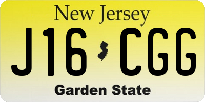 NJ license plate J16CGG