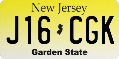 NJ license plate J16CGK