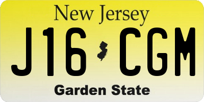 NJ license plate J16CGM