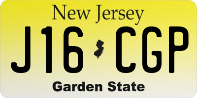 NJ license plate J16CGP