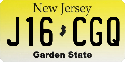 NJ license plate J16CGQ