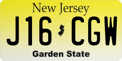NJ license plate J16CGW