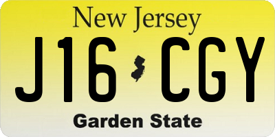 NJ license plate J16CGY